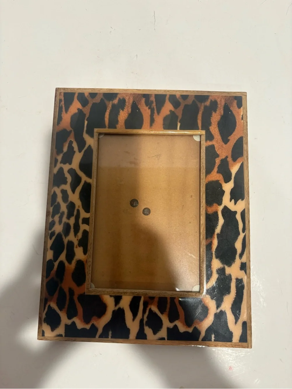 Pier 1 Leopard Print Photo Frame - Brown & Black